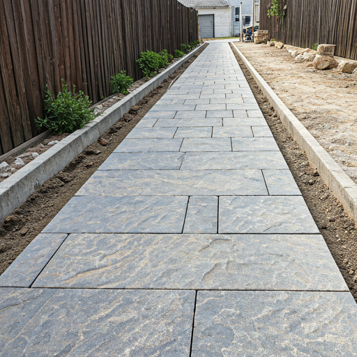 Newly planted garden beds and freshly laid sod