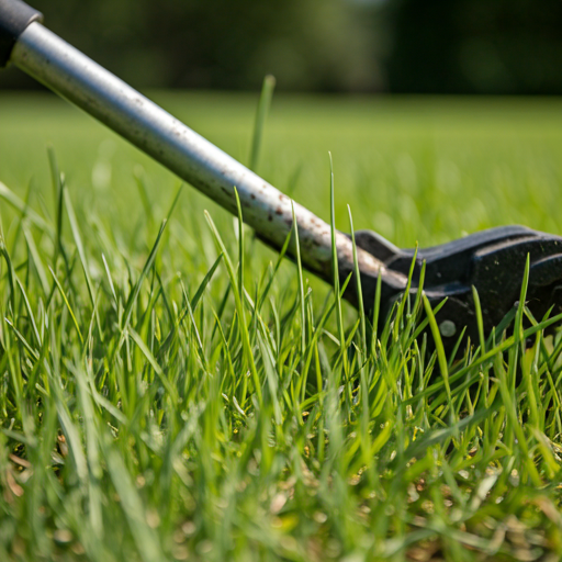 Close up of grass being cut