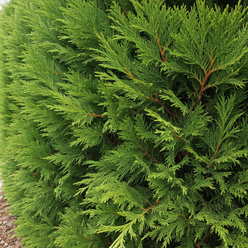 Perfectly straight cedar hedge being trimmed
