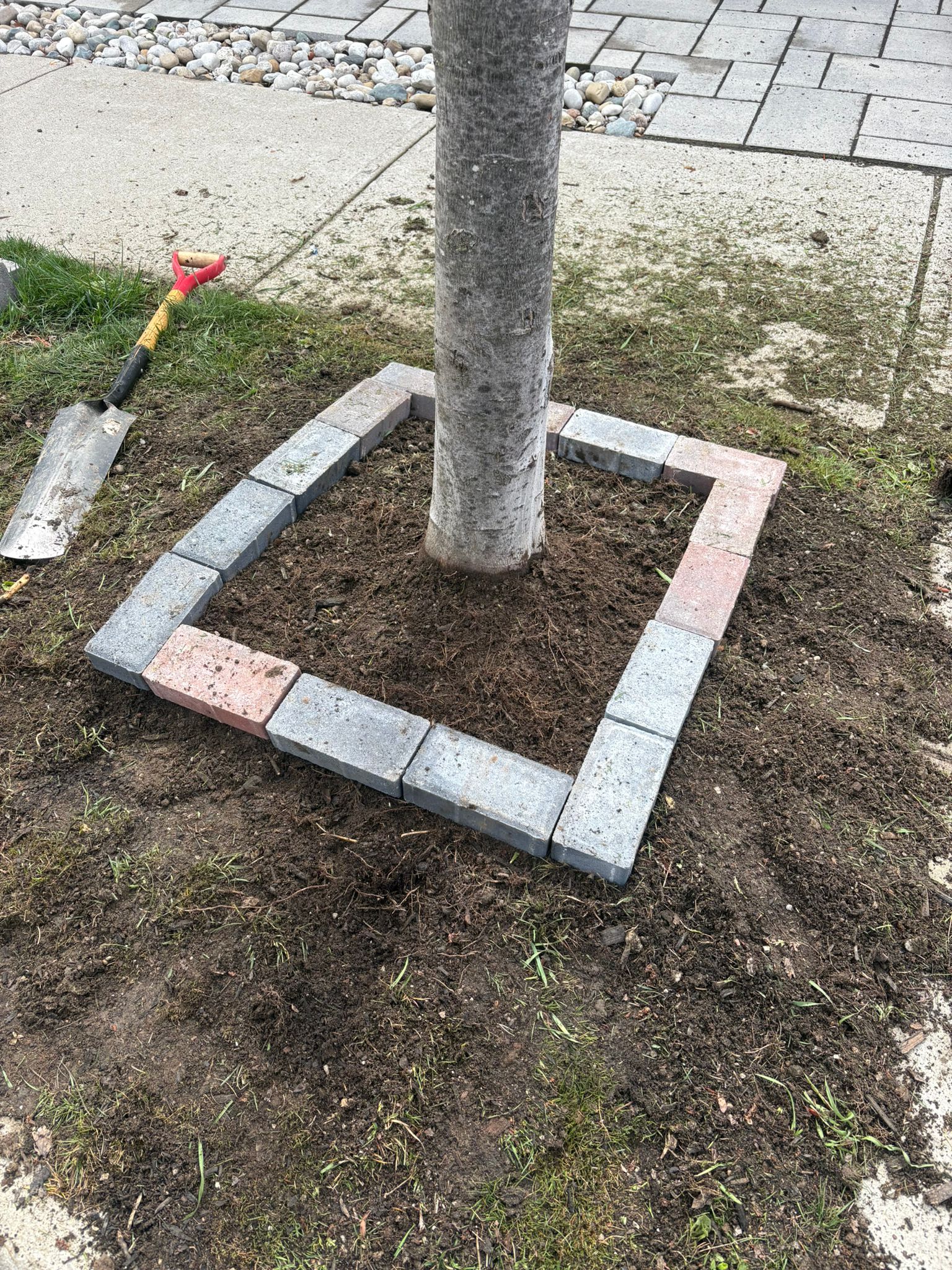 Stone walkway installation